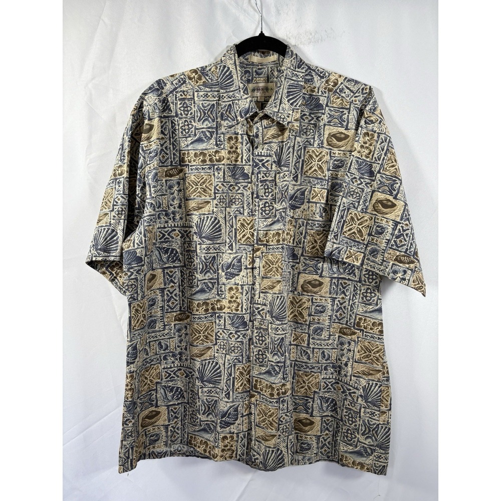 campia moda‎ hawaiian shirt size L tropical short sleeve button up